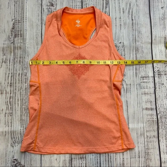 PrAna V Neck Orange Racerback Tank Top. Size Small - Picture 4 of 8
